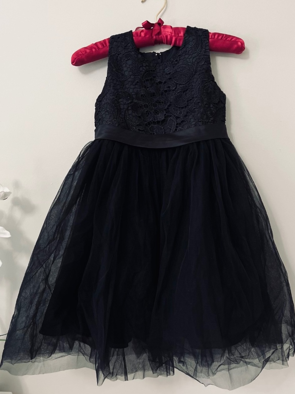 Flower Girl Dress Lace Top Tulle Skirt Girls Lace Party Sleeveless Dress